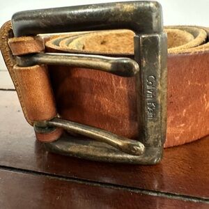 Calvin Klein Brown Grained Leather Belt